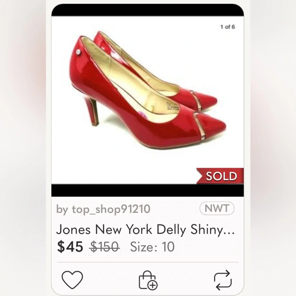 🌞 Jones New York Delly 3” pointy toed red patent leather pumps women size 6.5